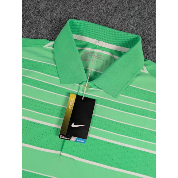Nike Golf Tour Performance Polo Shirt Mens Small Neon Green Striped NWT - Picture 1 of 11